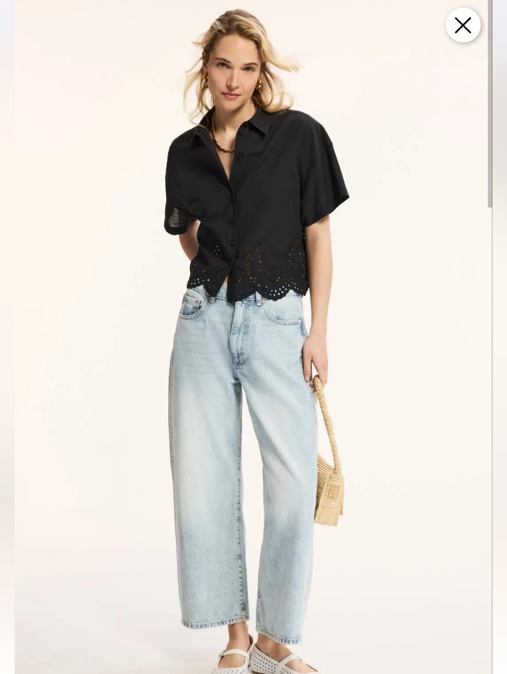JOE'S JEANS EYELET SHORT SLEEVE SHIRT SIZE S MSRP $198